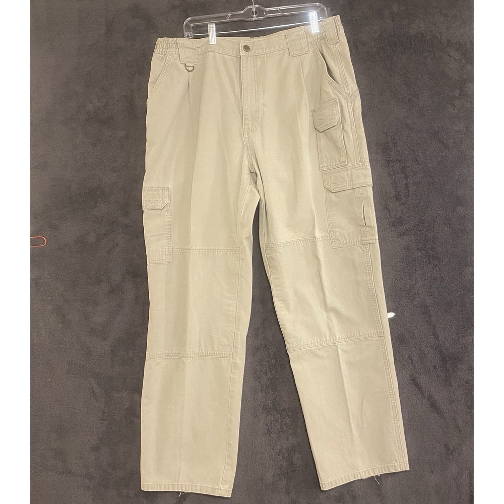 (M5) 5.11 Tactical Pants Mens 38x32 Beige Cargo Canvas Utility Work Style